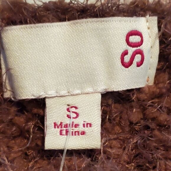 🔹️SO Mauve & White Striped Soft Fuzzy Long Sleeve Sweater Small - Picture 7 of 9